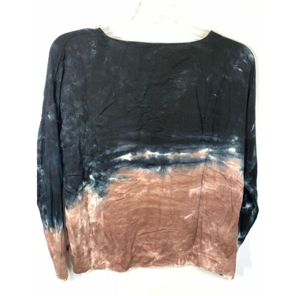 Versona Women's Tie-Dye Pullover V-Neck Long Sleeve Top Black Brown Size Medium - Picture 6 of 8